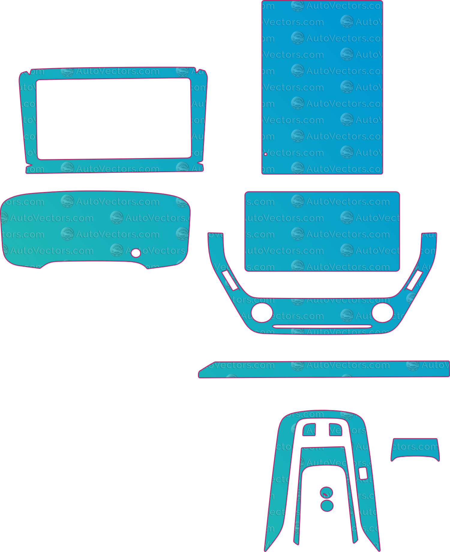 Toyota Corolla Base (From 2022) Interior – interior pre-cut PPF pattern templates, instant digital download vector cut files (CDR, AI, PDF, SVG)