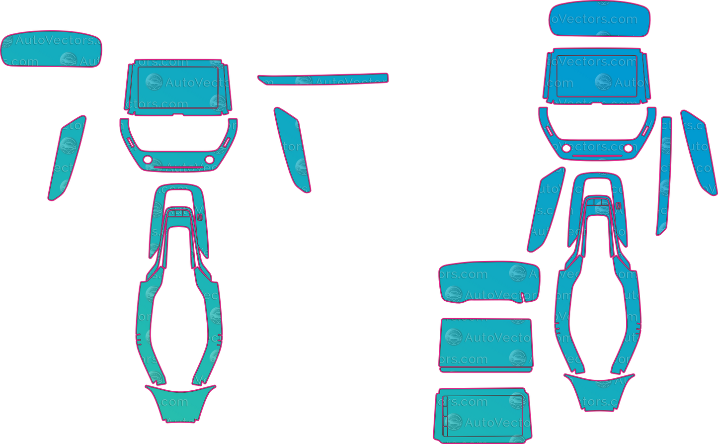Toyota Corolla Cross Base (From 2022) SUV Interior – interior pre-cut PPF pattern templates, instant digital download vector cut files (CDR, AI, PDF, SVG)