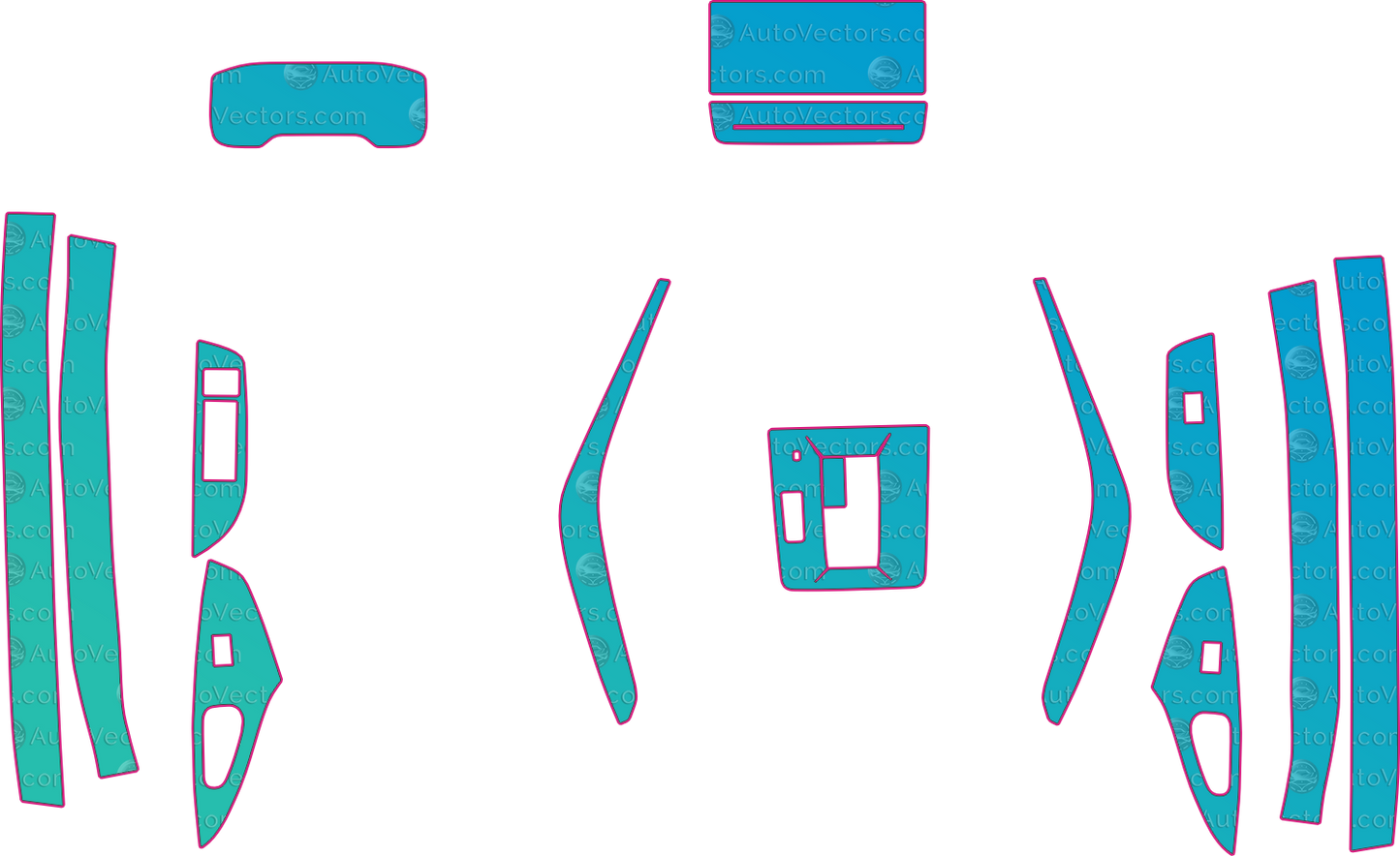 Toyota Corolla Cross Base (From 2026) SUV Interior – interior pre-cut PPF pattern templates, instant digital download vector cut files (CDR, AI, PDF, SVG)