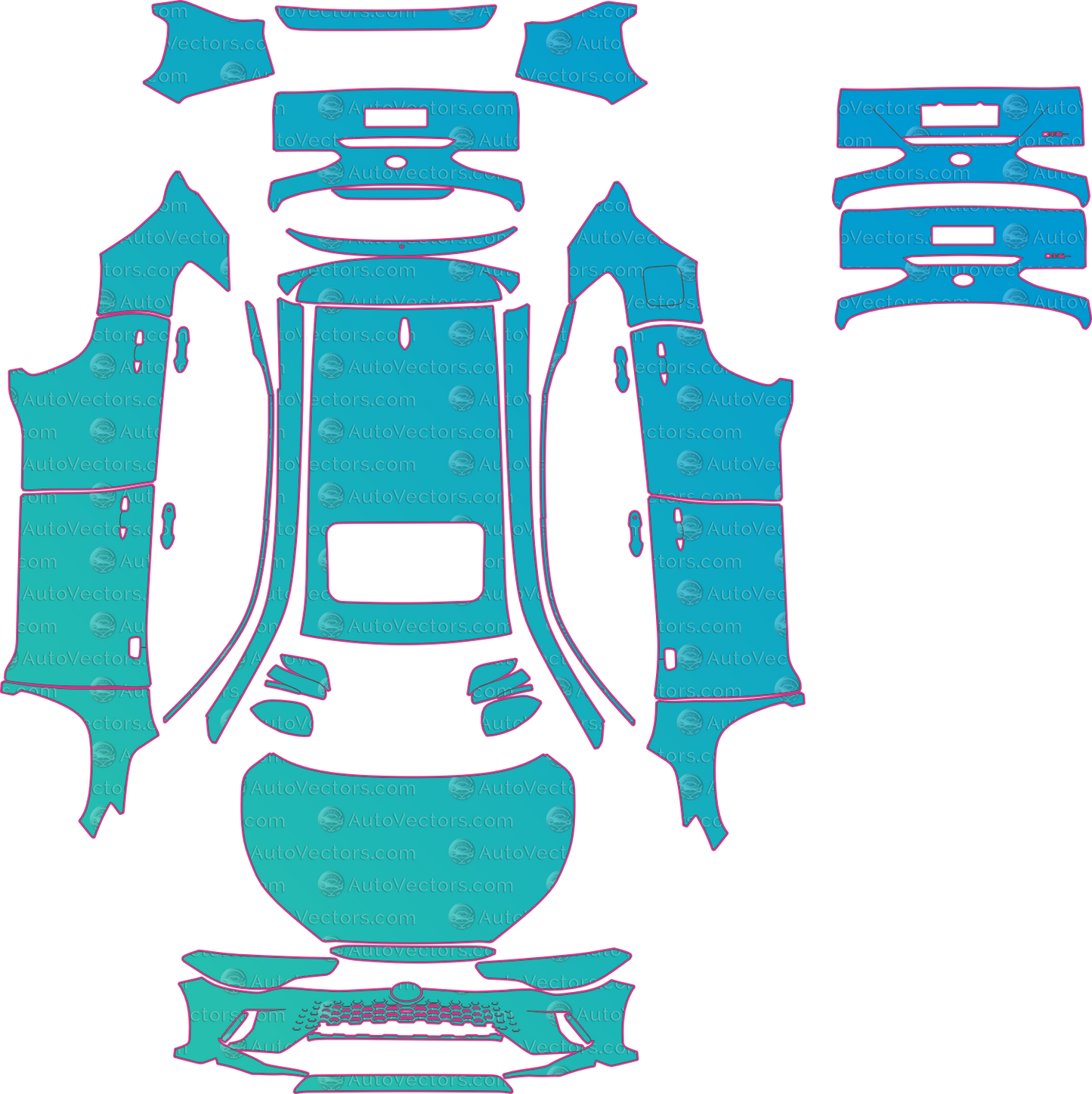Toyota Corolla Cross Base (From 2026) SUV – pre-cut PPF pattern templates, instant digital download vector cut files (CDR, AI, PDF, SVG)