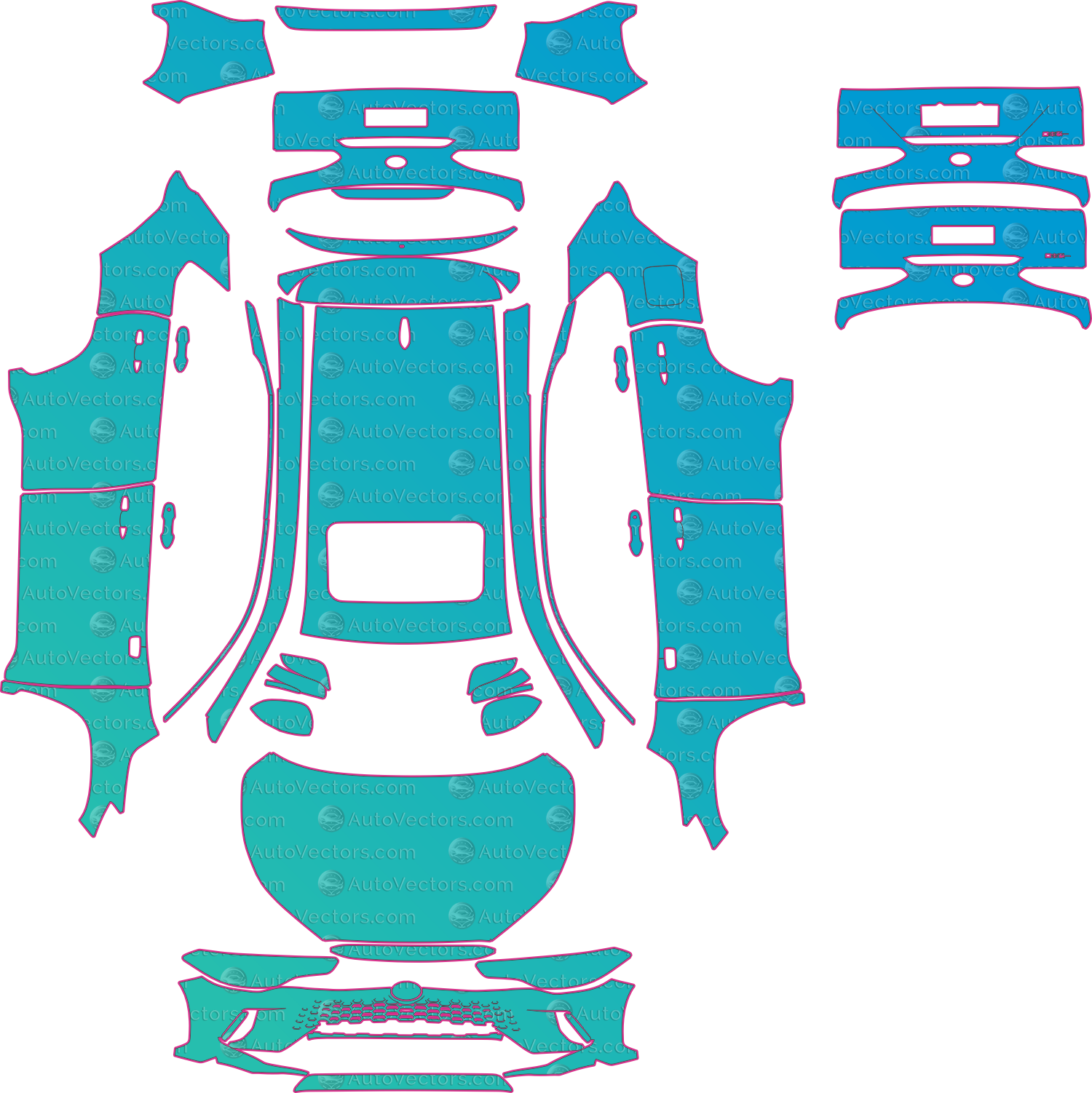 Toyota Corolla Cross Base (From 2026) SUV – pre-cut PPF pattern templates, instant digital download vector cut files (CDR, AI, PDF, SVG)