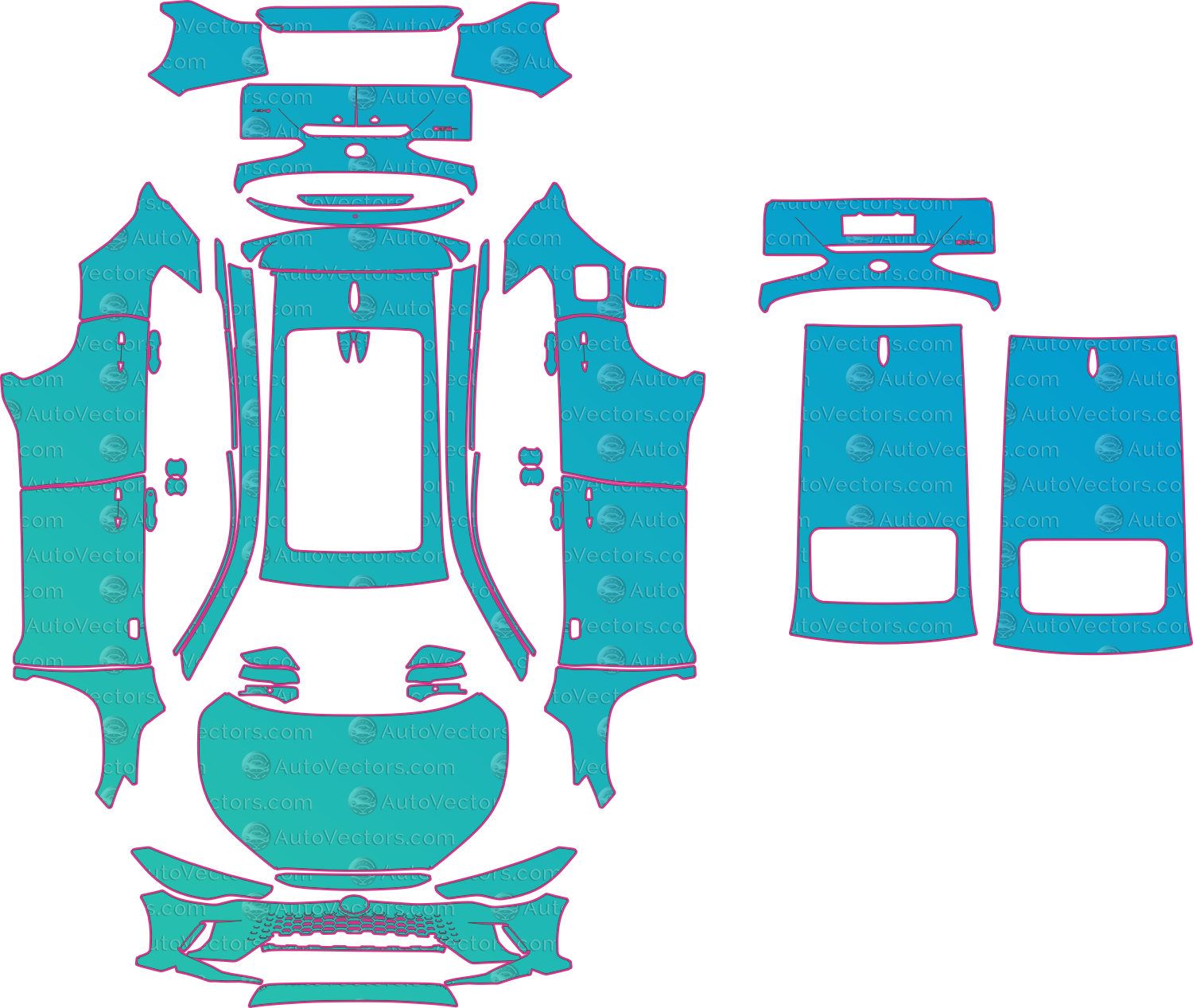 Toyota Corolla Cross Chinese version (From 2026) SUV – pre-cut PPF pattern templates, instant digital download vector cut files (CDR, AI, PDF, SVG)