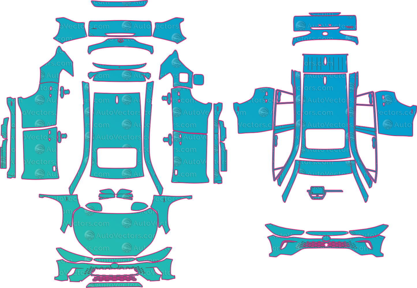 Toyota Corolla Cross HEV (From 2025) SUV – pre-cut PPF pattern templates, instant digital download vector cut files (CDR, AI, PDF, SVG)