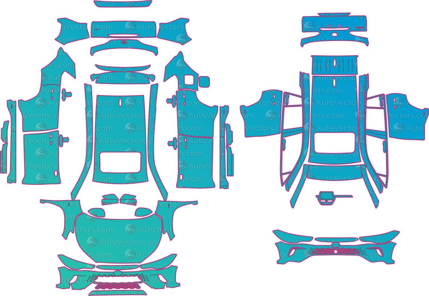 Toyota Corolla Cross HEV (From 2025) SUV – pre-cut PPF pattern templates, instant digital download vector cut files (CDR, AI, PDF, SVG)
