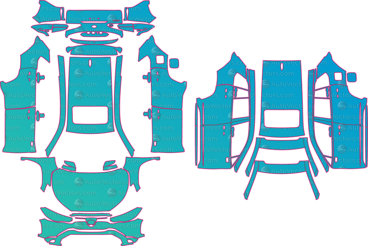 Toyota Corolla Cross Hybrid 15 (From 2023) SUV – pre-cut PPF pattern templates, instant digital download vector cut files (CDR, AI, PDF, SVG)