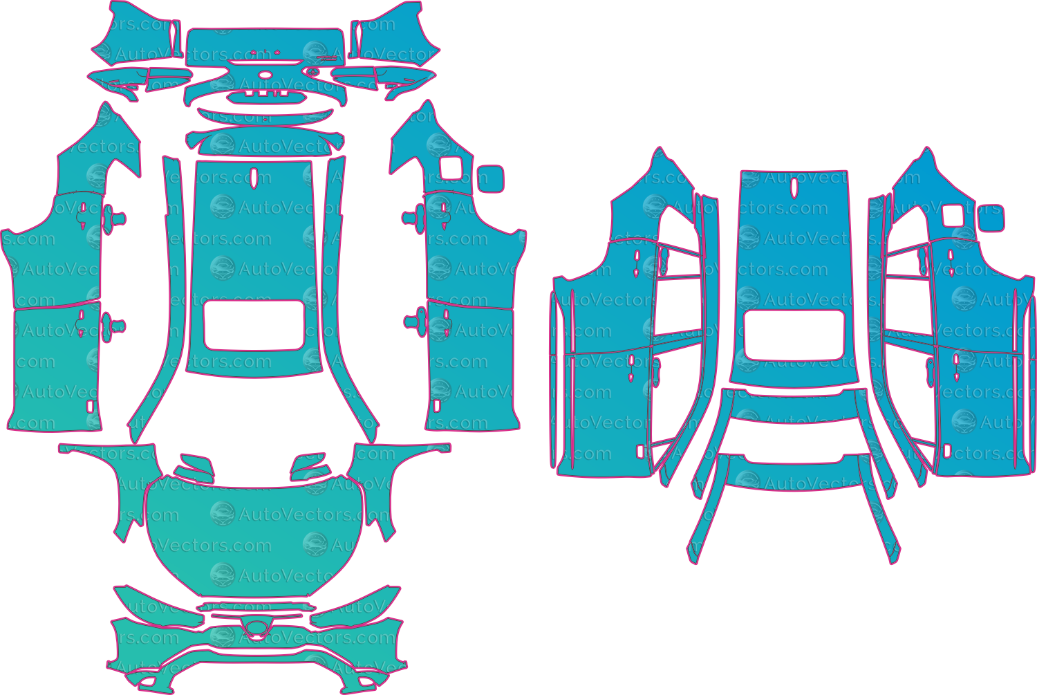 Toyota Corolla Cross Hybrid 15 (From 2023) SUV – pre-cut PPF pattern templates, instant digital download vector cut files (CDR, AI, PDF, SVG)