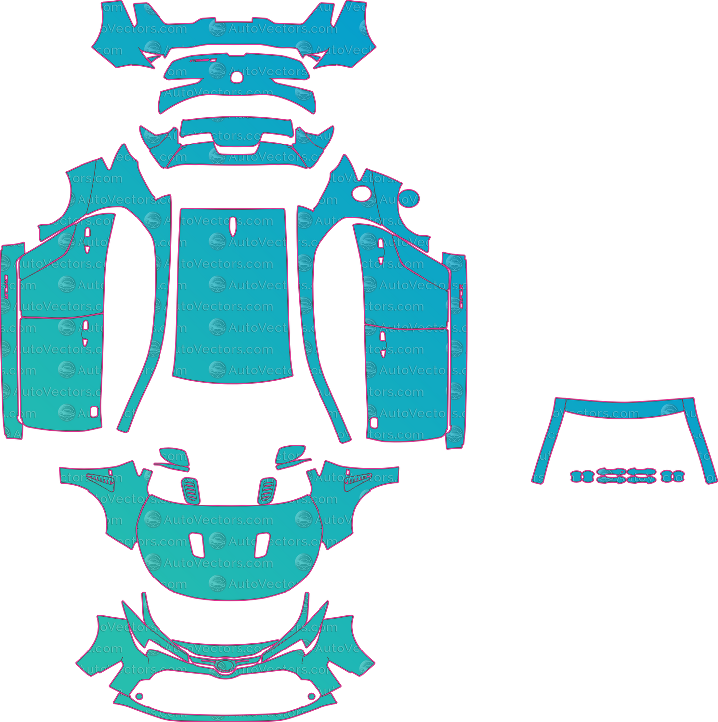 Toyota Corolla E210H GR (From 2021) hatchback – pre-cut PPF pattern templates, instant digital download vector cut files (CDR, AI, PDF, SVG)