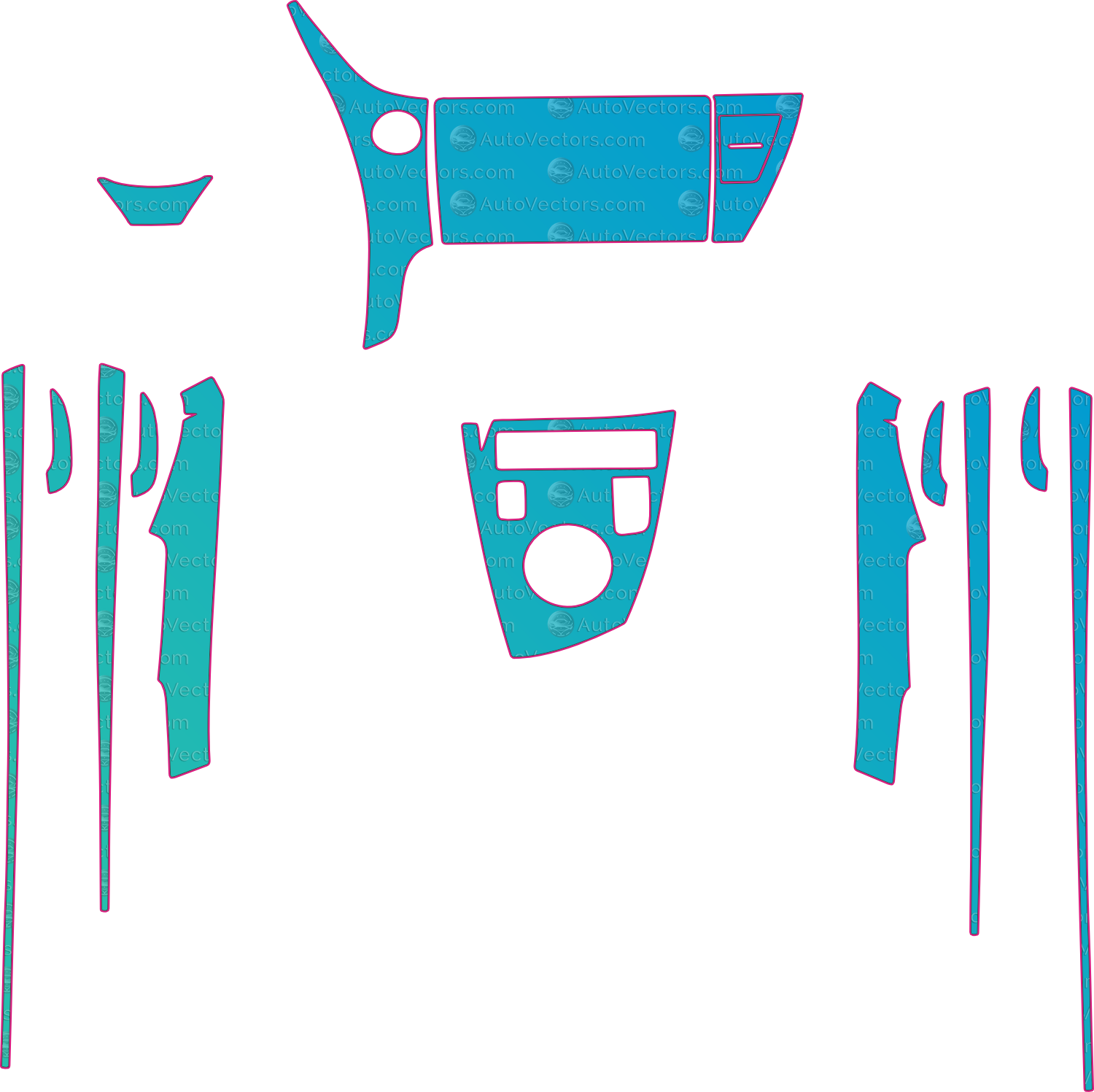 Toyota Corolla Hybrid (From 2017) Interior – interior pre-cut PPF pattern templates, instant digital download vector cut files (CDR, AI, PDF, SVG)