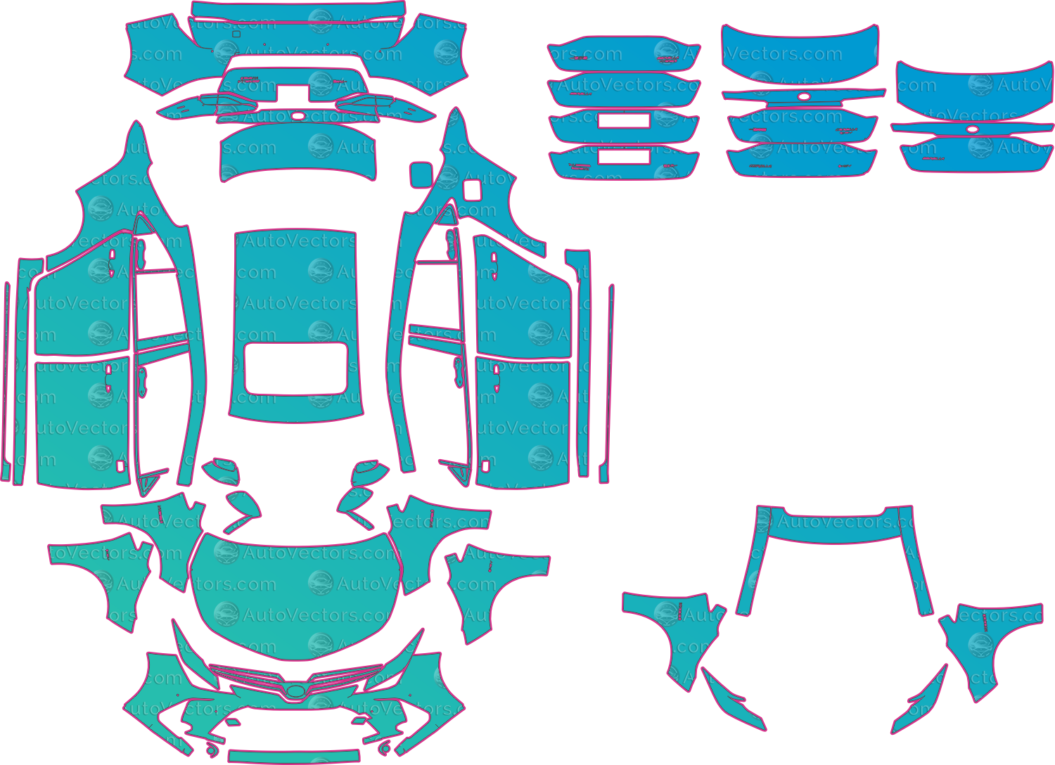 Toyota Corolla Hybrid E210 CN (From 2020) Sedan – pre-cut PPF pattern templates, instant digital download vector cut files (CDR, AI, PDF, SVG)