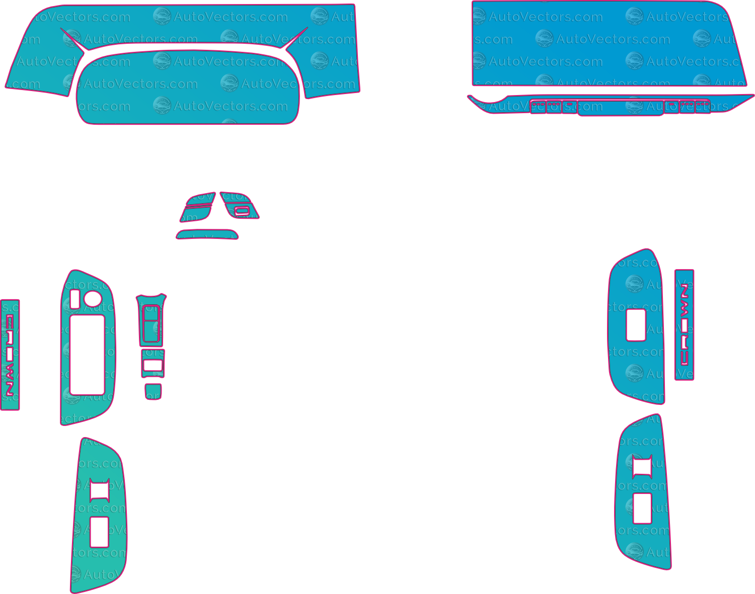 Toyota Crown Base (From 2023) Interior – interior pre-cut PPF pattern templates, instant digital download vector cut files (CDR, AI, PDF, SVG)
