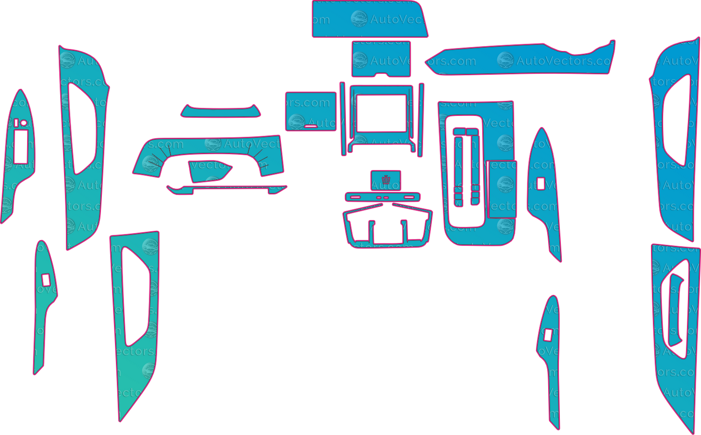 Toyota Crown Base2 (From 2024) Interior – interior pre-cut PPF pattern templates, instant digital download vector cut files (CDR, AI, PDF, SVG)