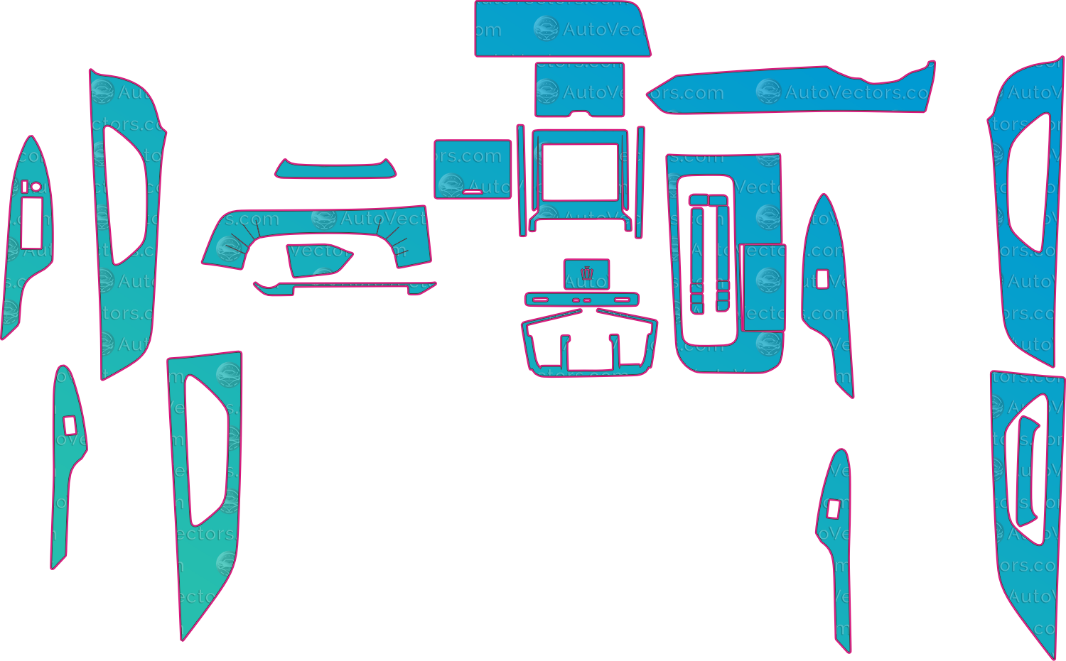 Toyota Crown Base2 (From 2024) Interior – interior pre-cut PPF pattern templates, instant digital download vector cut files (CDR, AI, PDF, SVG)