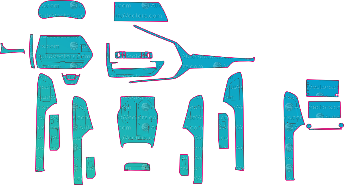 Toyota Crown Klugerc (From 2022) SUV Interior – interior pre-cut PPF pattern templates, instant digital download vector cut files (CDR, AI, PDF, SVG)