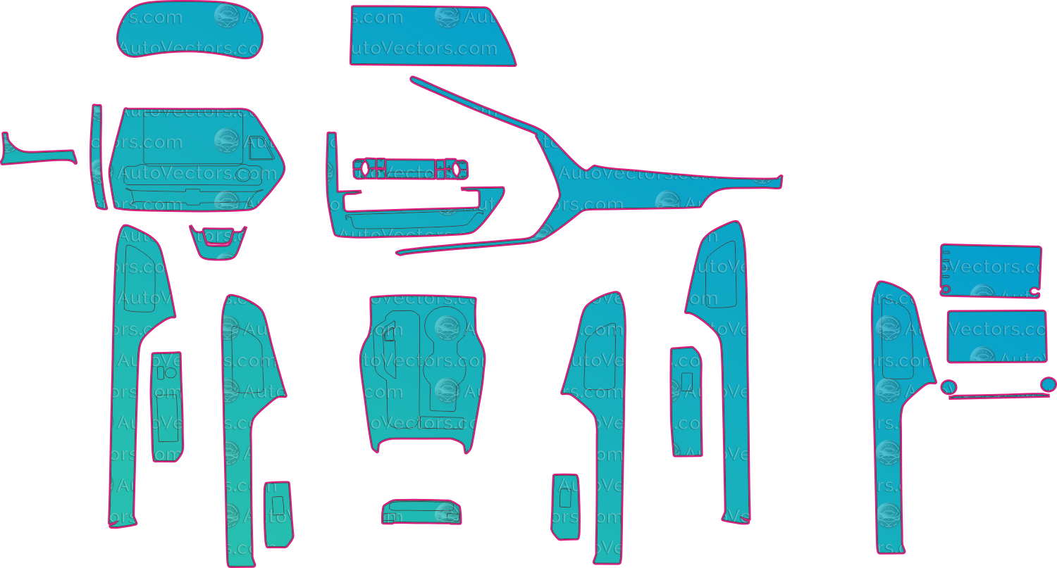 Toyota Crown Klugerc (From 2022) SUV Interior – interior pre-cut PPF pattern templates, instant digital download vector cut files (CDR, AI, PDF, SVG)