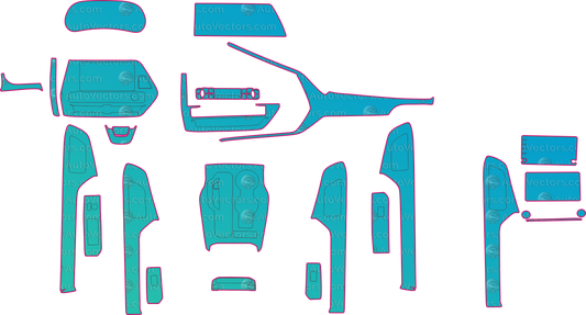 Toyota Crown Klugerc (From 2022) SUV Interior – interior pre-cut PPF pattern templates, instant digital download vector cut files (CDR, AI, PDF, SVG)