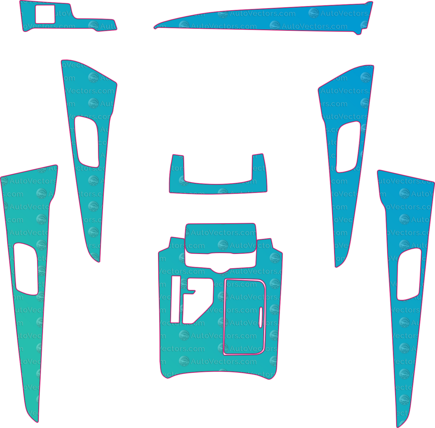 Toyota Crown S210 Base (From 2015) Sedan Interior – interior pre-cut PPF pattern templates, instant digital download vector cut files (CDR, AI, PDF, SVG)
