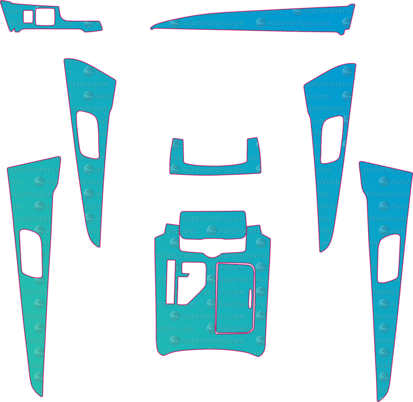 Toyota Crown S210 Base v3 (From 2015) Interior – interior pre-cut PPF pattern templates, instant digital download vector cut files (CDR, AI, PDF, SVG)