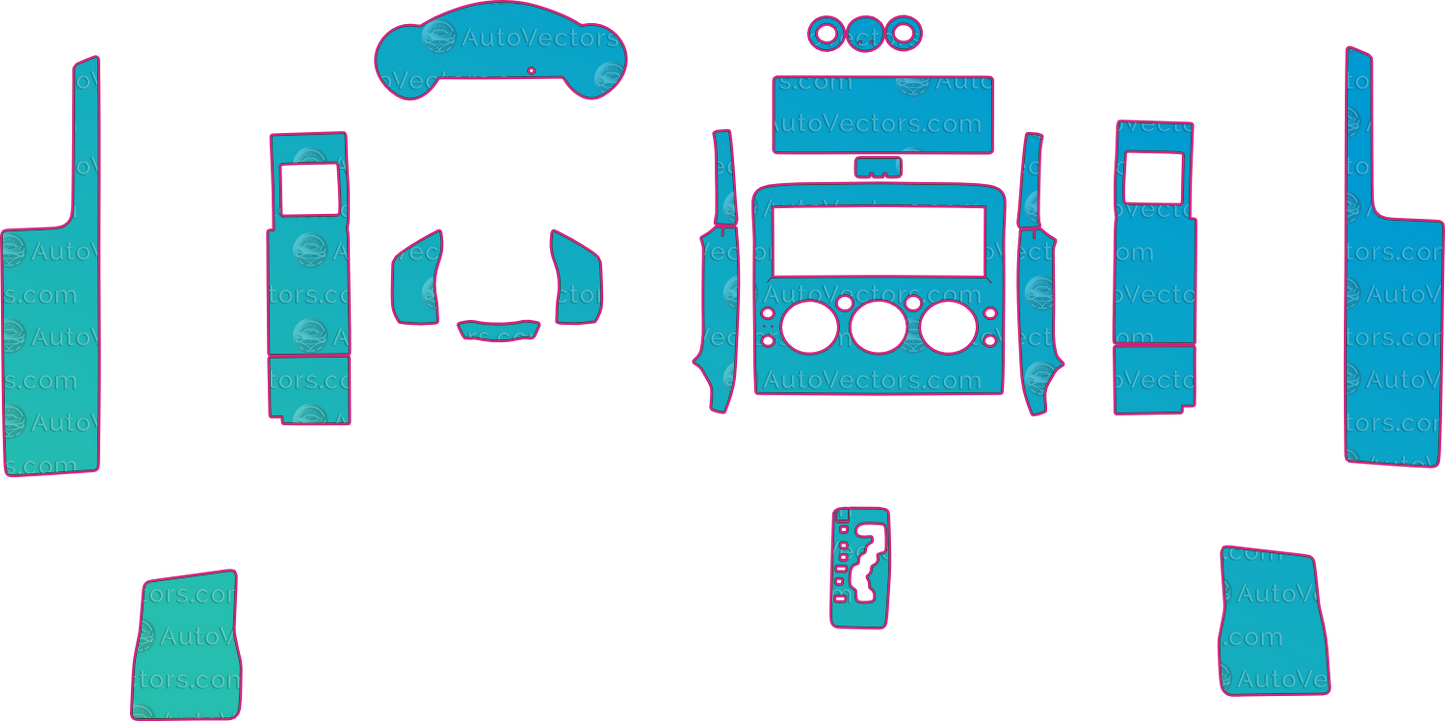 Toyota FJ Cruiser Base (From 2019) SUV Interior – interior pre-cut PPF pattern templates, instant digital download vector cut files (CDR, AI, PDF, SVG)