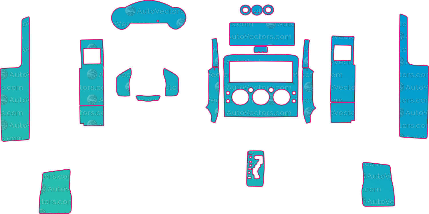 Toyota FJ Cruiser Base (From 2019) SUV Interior – interior pre-cut PPF pattern templates, instant digital download vector cut files (CDR, AI, PDF, SVG)