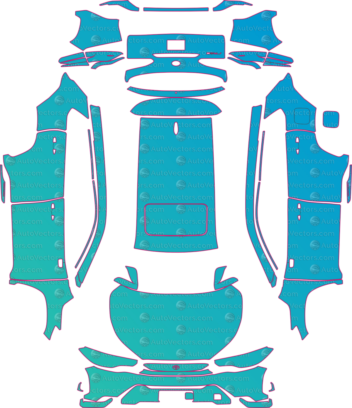 Toyota Frontlander Base (From 2026) SUV pre-cut PPF pattern layout