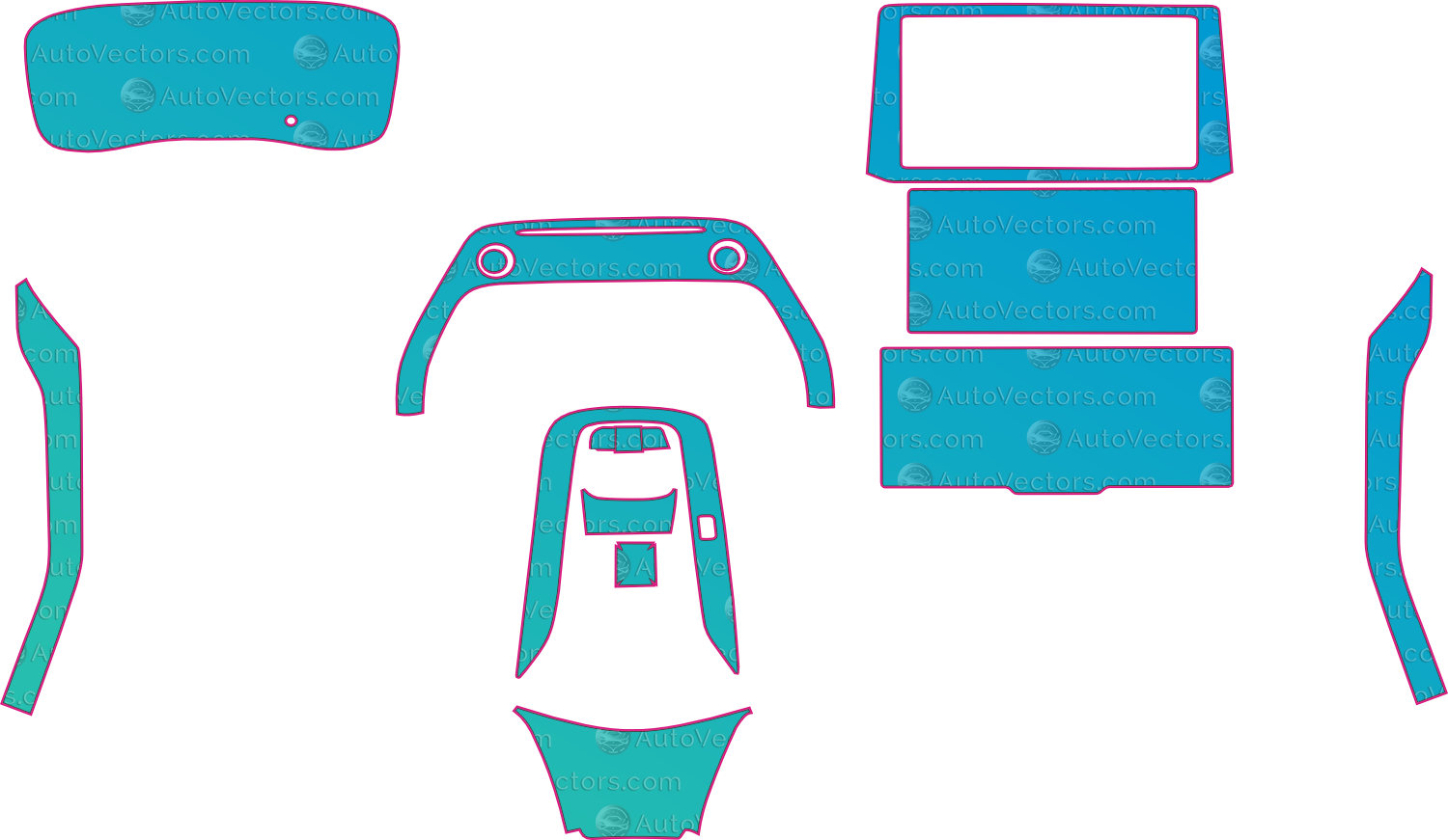 Toyota FrontLanler (From 2024) SUV Interior – interior pre-cut PPF pattern templates, instant digital download vector cut files (CDR, AI, PDF, SVG)