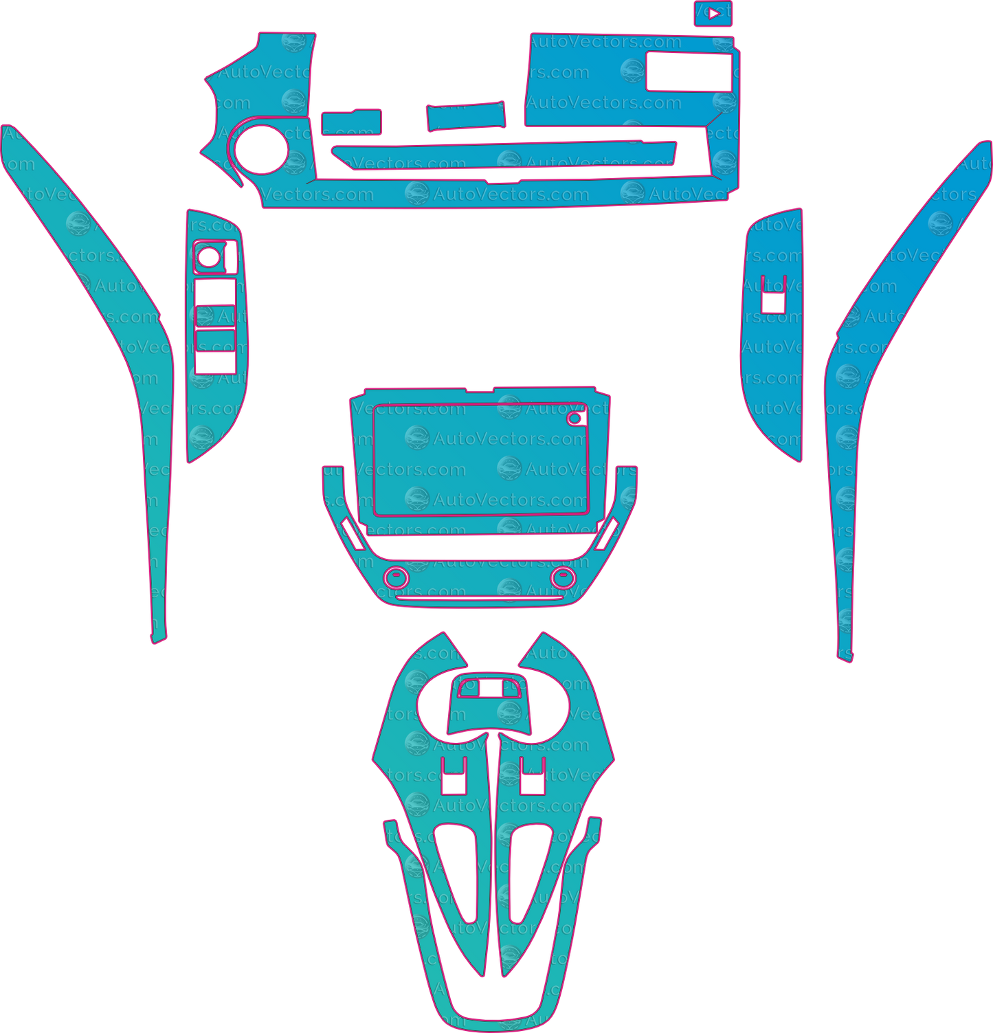 Toyota GR Corolla E210 Circuit Edition (From 2023) Hatchback Interior – interior pre-cut PPF pattern templates, instant digital download vector cut files (CDR, AI, PDF, SVG)