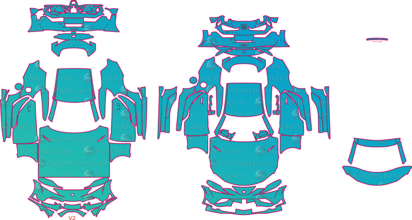 Toyota GR Supra (From 2020) Coupe Pre-Cut PPF Pattern Templates – pre-cut PPF pattern templates, digital download vector files (CDR, AI, PDF, DXF, SVG)