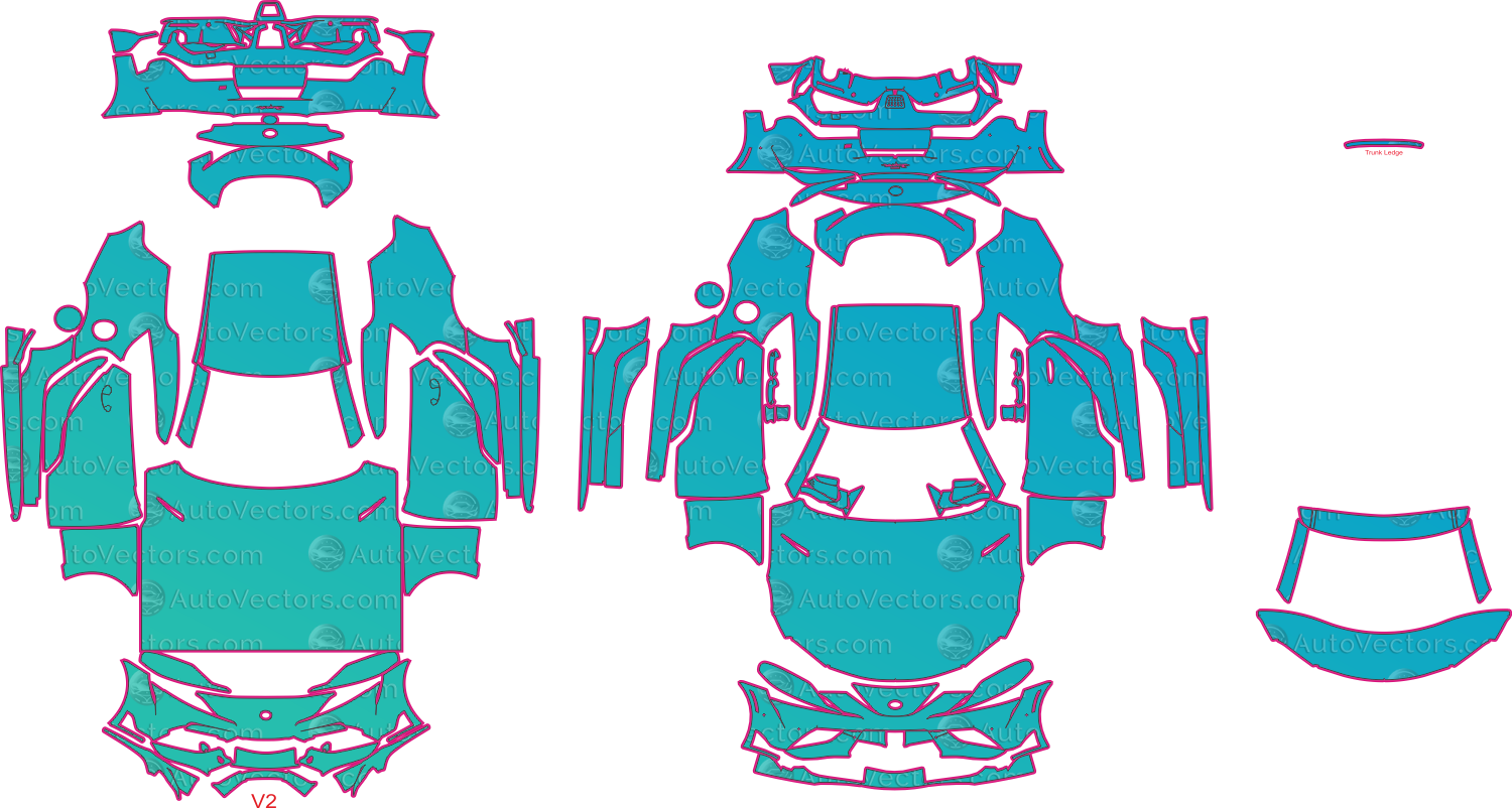 Toyota GR Supra (From 2020) Coupe Pre-Cut PPF Pattern Templates – pre-cut PPF pattern templates, digital download vector files (CDR, AI, PDF, DXF, SVG)