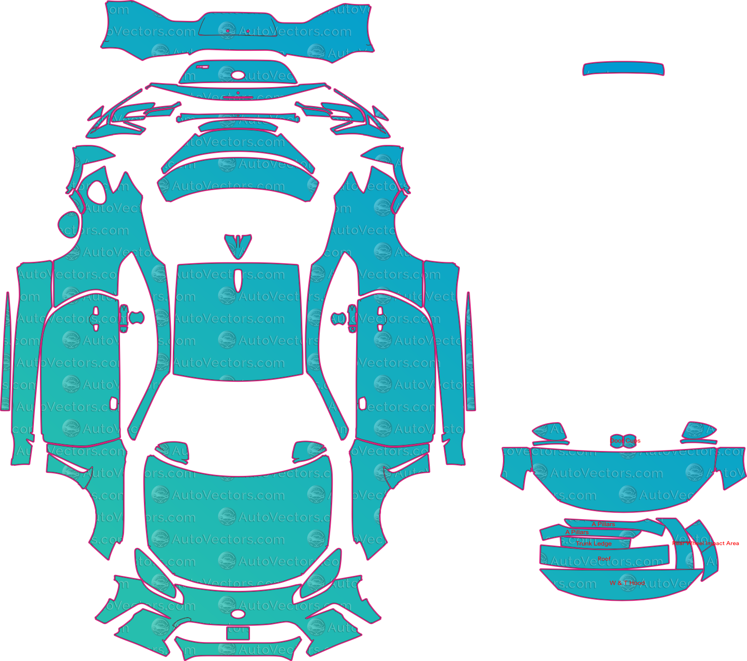 Toyota GR86 ZN8 (From 2022) Coupe Pre-Cut PPF Pattern Templates – pre-cut PPF pattern templates, digital download vector files (CDR, AI, PDF, DXF, SVG)