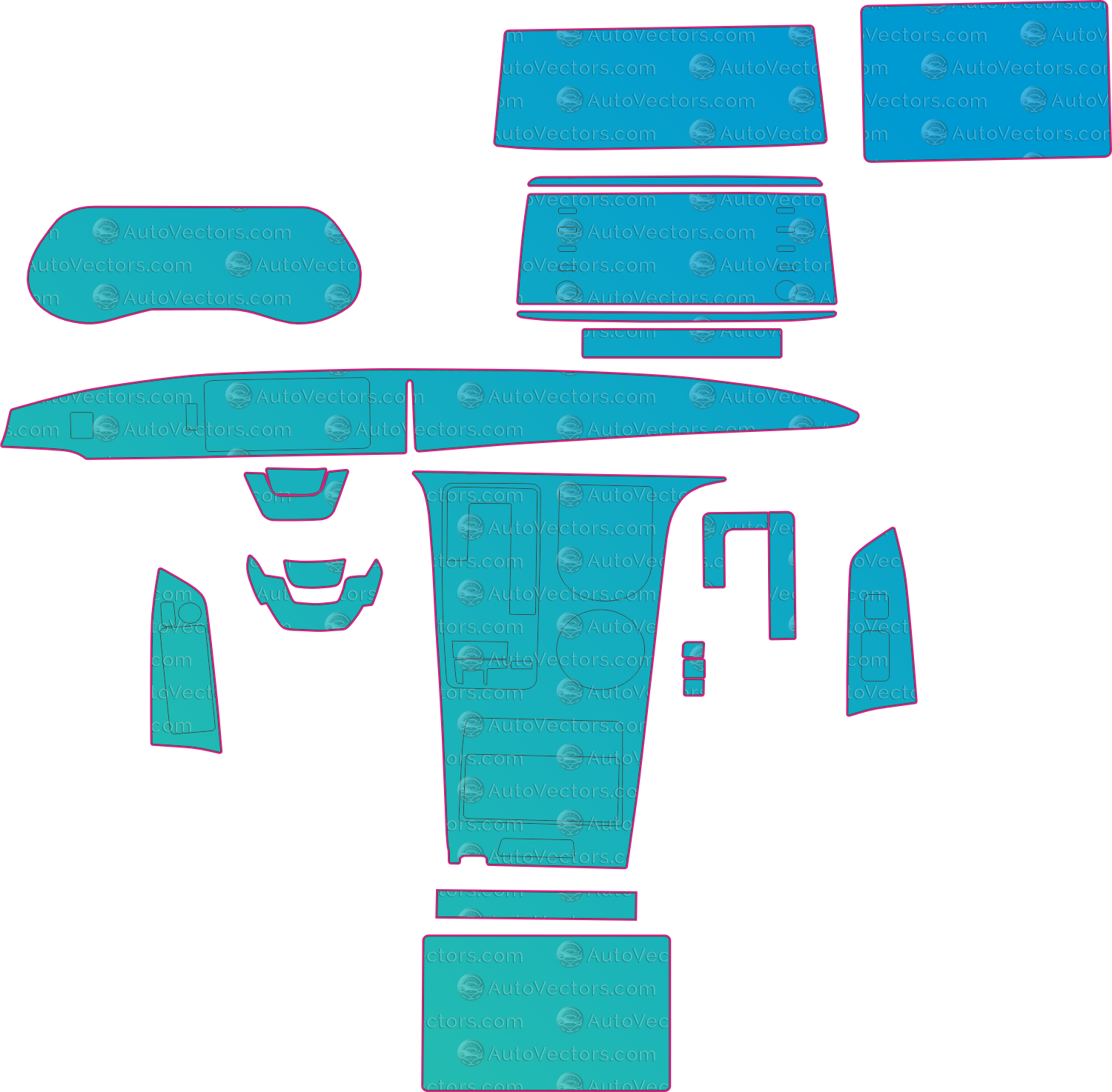 Toyota Greyvia (From 2022) Interior – interior pre-cut PPF pattern templates, instant digital download vector cut files (CDR, AI, PDF, SVG)