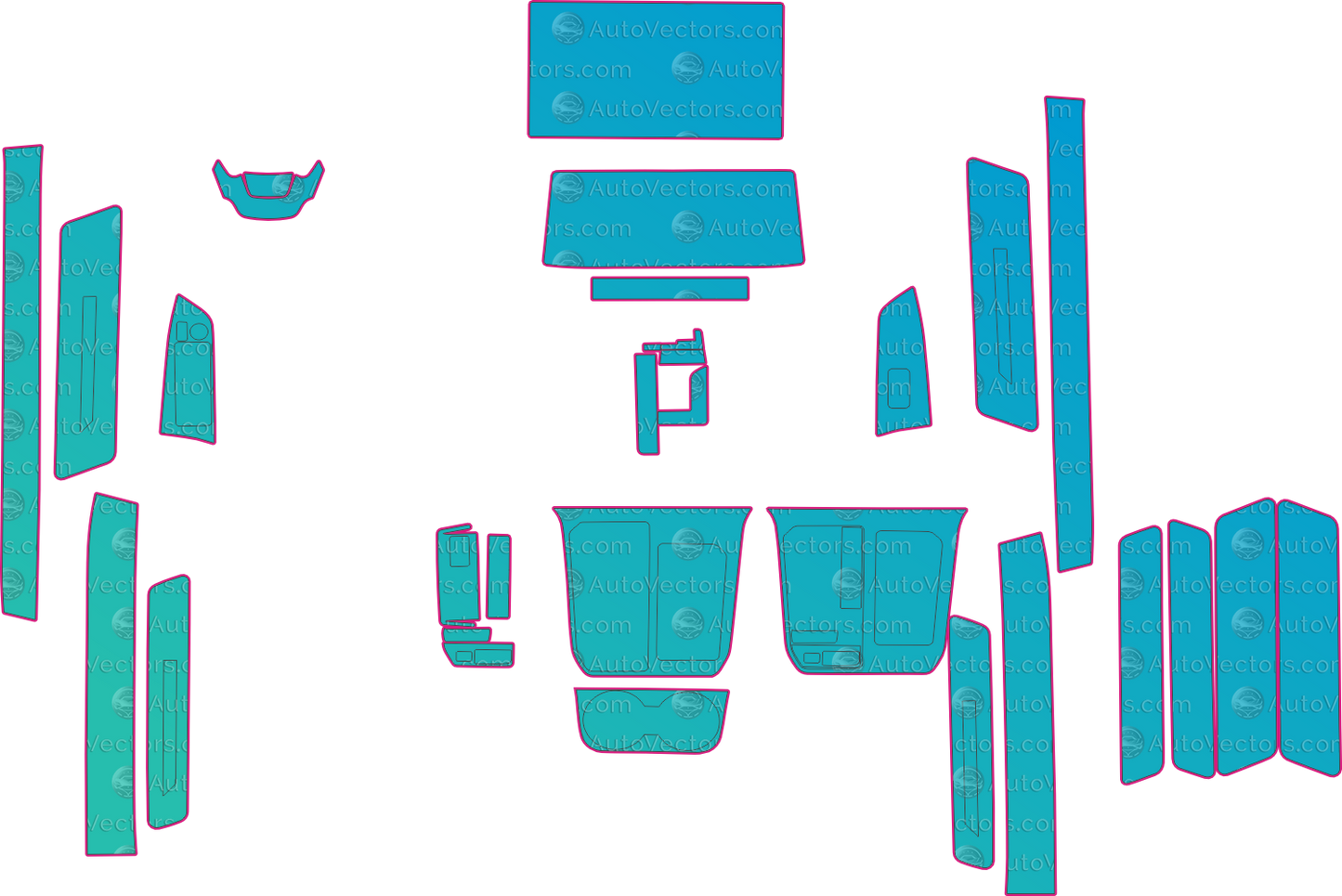 Toyota Greyvia (From 2026) Interior – interior pre-cut PPF pattern templates, instant digital download vector cut files (CDR, AI, PDF, SVG)