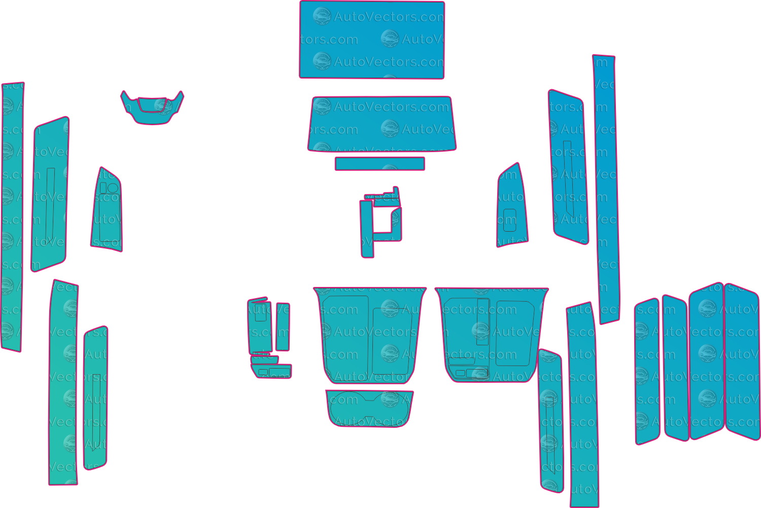 Toyota Greyvia (From 2026) Interior – interior pre-cut PPF pattern templates, instant digital download vector cut files (CDR, AI, PDF, SVG)