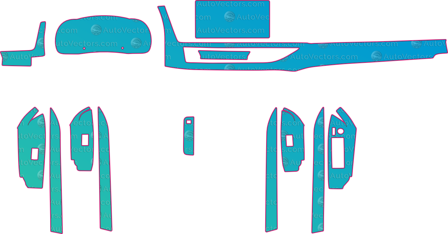 Toyota Highlander XU50 Ver1 (From 2018) SUV Interior – interior pre-cut PPF pattern templates, instant digital download vector cut files (CDR, AI, PDF, SVG)