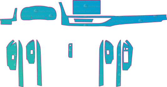 Toyota Highlander XU50 Ver1 (From 2018) SUV Interior – interior pre-cut PPF pattern templates, instant digital download vector cut files (CDR, AI, PDF, SVG)