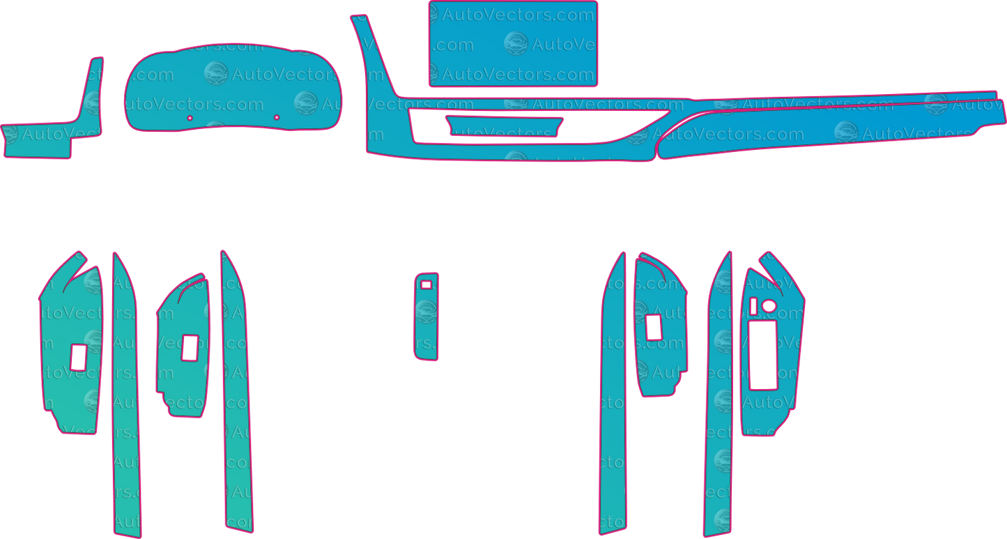 Toyota Highlander XU50 Ver2 (From 2017) SUV Interior – interior pre-cut PPF pattern templates, instant digital download vector cut files (CDR, AI, PDF, SVG)