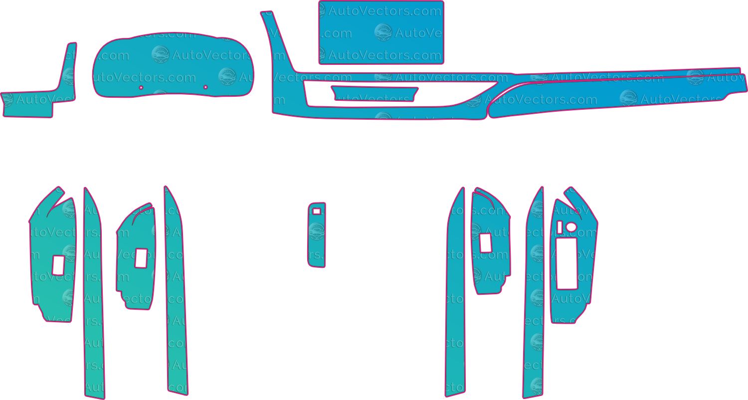 Toyota Highlander XU50 Ver2 (From 2017) SUV Interior – interior pre-cut PPF pattern templates, instant digital download vector cut files (CDR, AI, PDF, SVG)