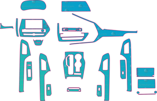 Toyota Highlander XU70 Base (From 2022) SUV Interior – interior pre-cut PPF pattern templates, instant digital download vector cut files (CDR, AI, PDF, SVG)