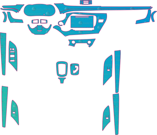 Toyota Hilux Base 2 (From 2021) Pickup Interior – interior pre-cut PPF pattern templates, instant digital download vector cut files (CDR, AI, PDF, SVG)