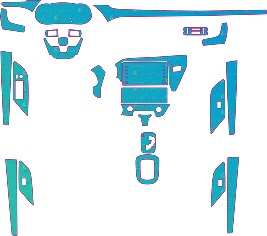 Toyota Hilux Base (From 2021) Pickup Interior – interior pre-cut PPF pattern templates, instant digital download vector cut files (CDR, AI, PDF, SVG)