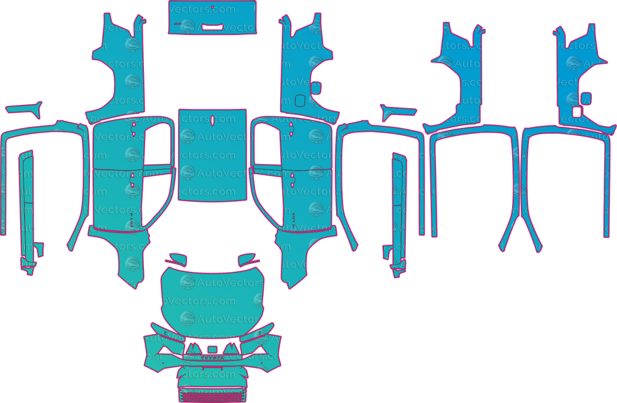 Toyota Hilux Base (From 2026) Pickup pre-cut PPF pattern layout