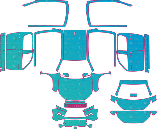 Toyota Hilux SR5 Chassis Double Cab (From 2026) Pickup pre-cut PPF pattern layout