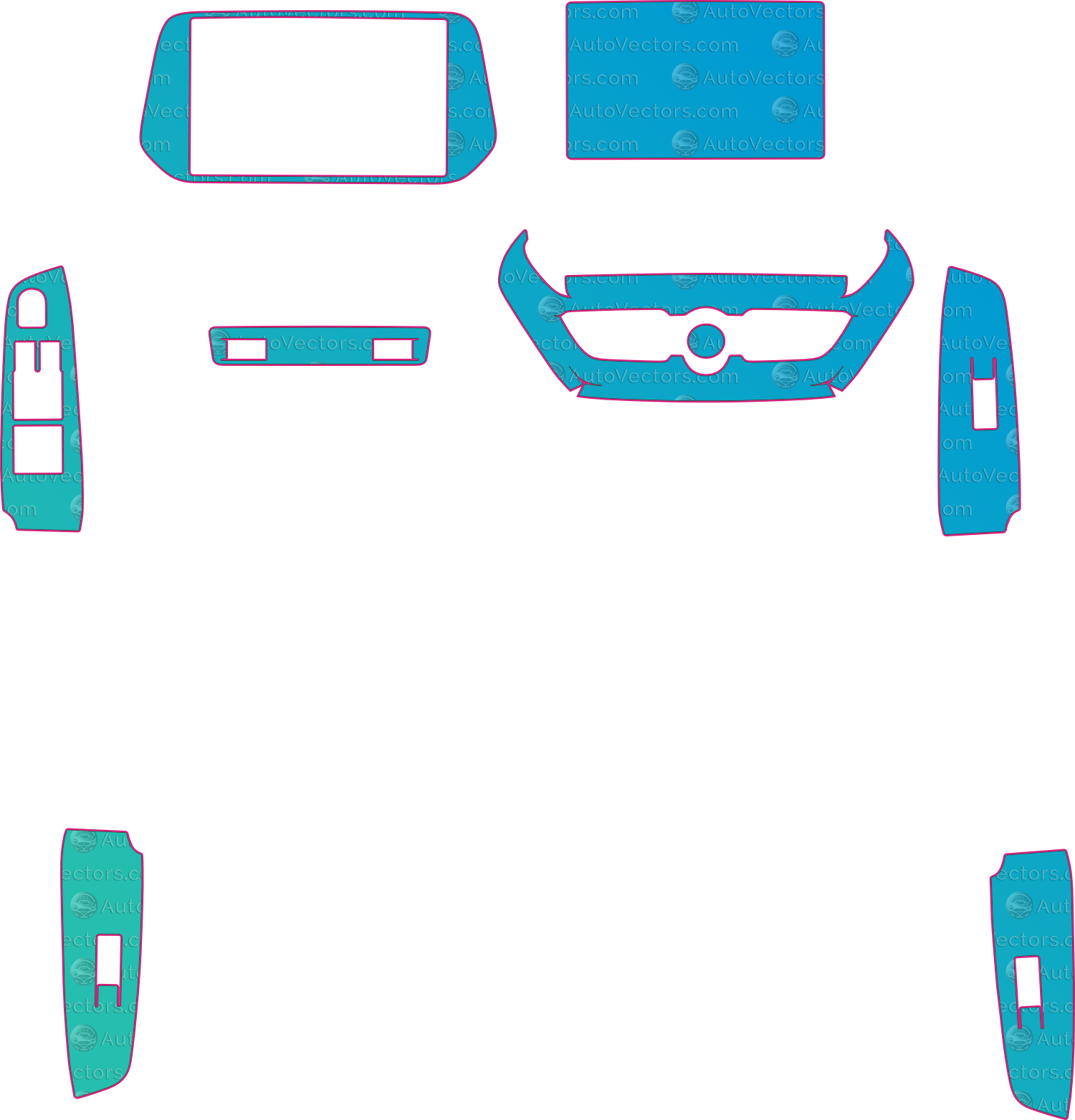 Toyota Hyryder (From 2025) SUV Interior – interior pre-cut PPF pattern templates, instant digital download vector cut files (CDR, AI, PDF, SVG)