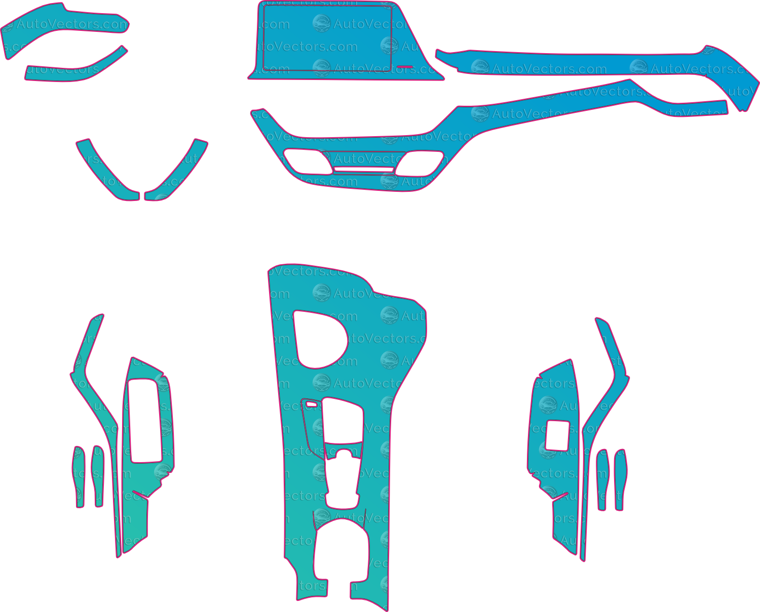 Toyota Izoa Base (From 2018) SUV Interior – interior pre-cut PPF pattern templates, instant digital download vector cut files (CDR, AI, PDF, SVG)