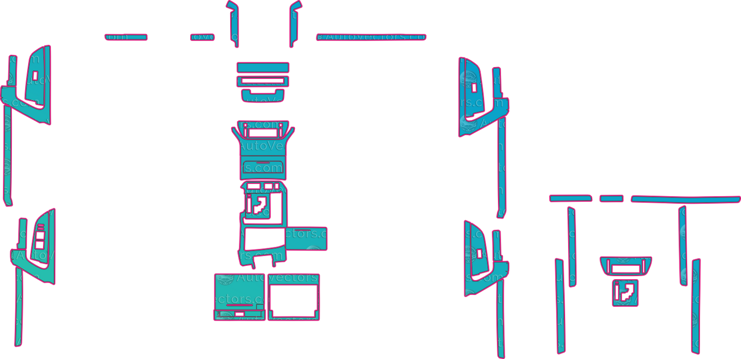 Toyota Land Cruiser J200 Base (From 2016) SUV Interior – interior pre-cut PPF pattern templates, instant digital download vector cut files (CDR, AI, PDF, SVG)