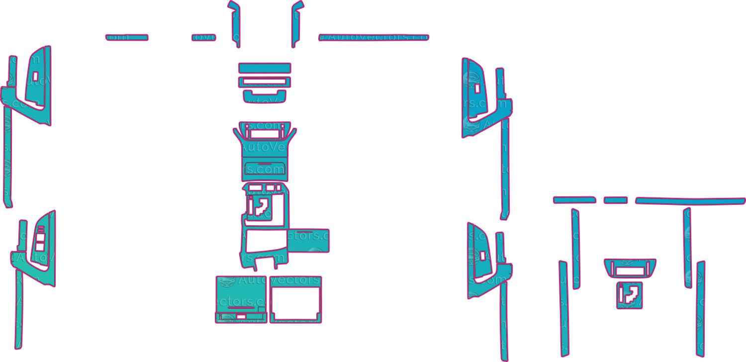 Toyota Land Cruiser J200 Base (From 2016) SUV Interior – interior pre-cut PPF pattern templates, instant digital download vector cut files (CDR, AI, PDF, SVG)