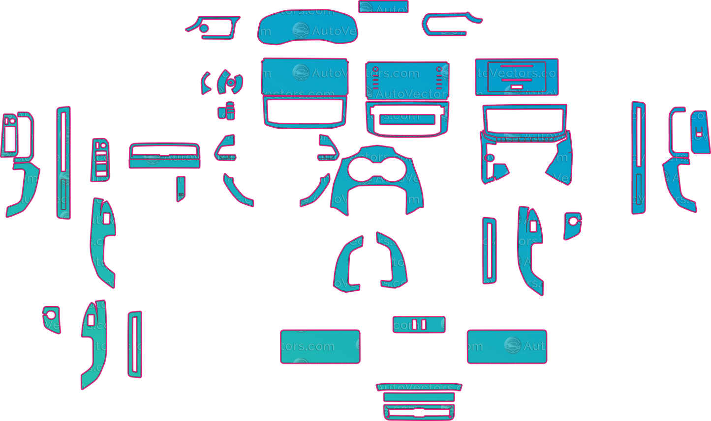 Toyota Land Cruiser J300 Base (From 2022) Interior – interior pre-cut PPF pattern templates, instant digital download vector cut files (CDR, AI, PDF, SVG)