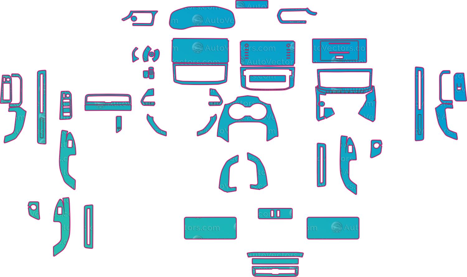 Toyota Land Cruiser J300 Base (From 2022) Interior – interior pre-cut PPF pattern templates, instant digital download vector cut files (CDR, AI, PDF, SVG)