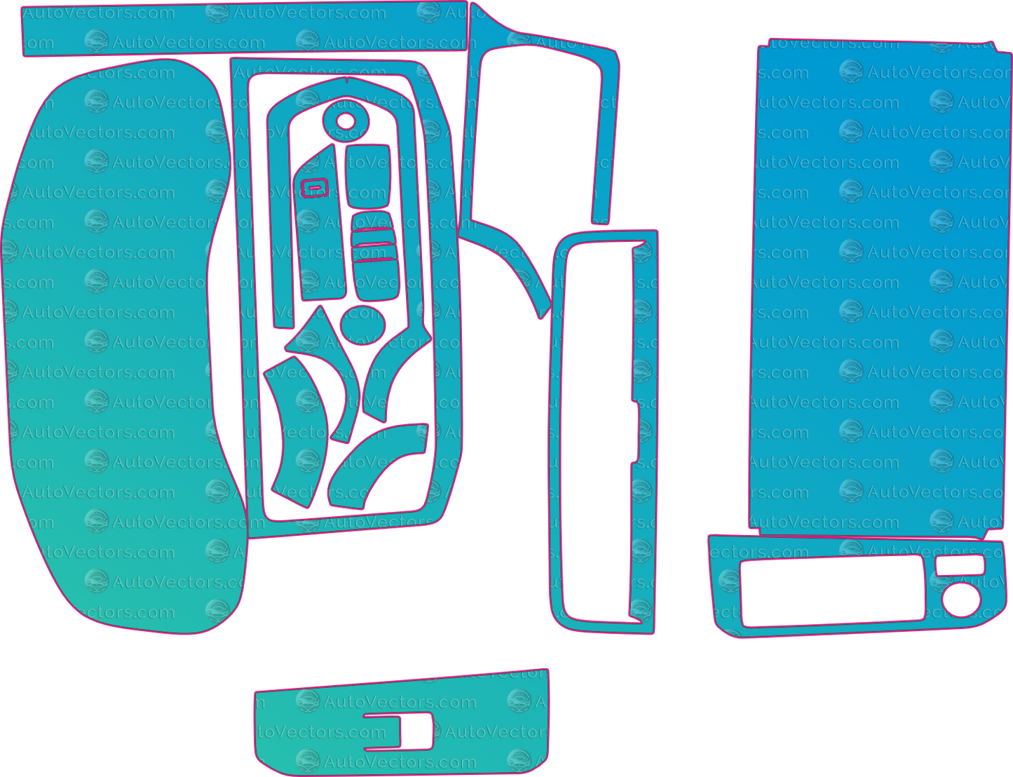 Toyota Land Cruiser LC300 VXR (From 2022) SUV Interior – interior pre-cut PPF pattern templates, instant digital download vector cut files (CDR, AI, PDF, SVG)