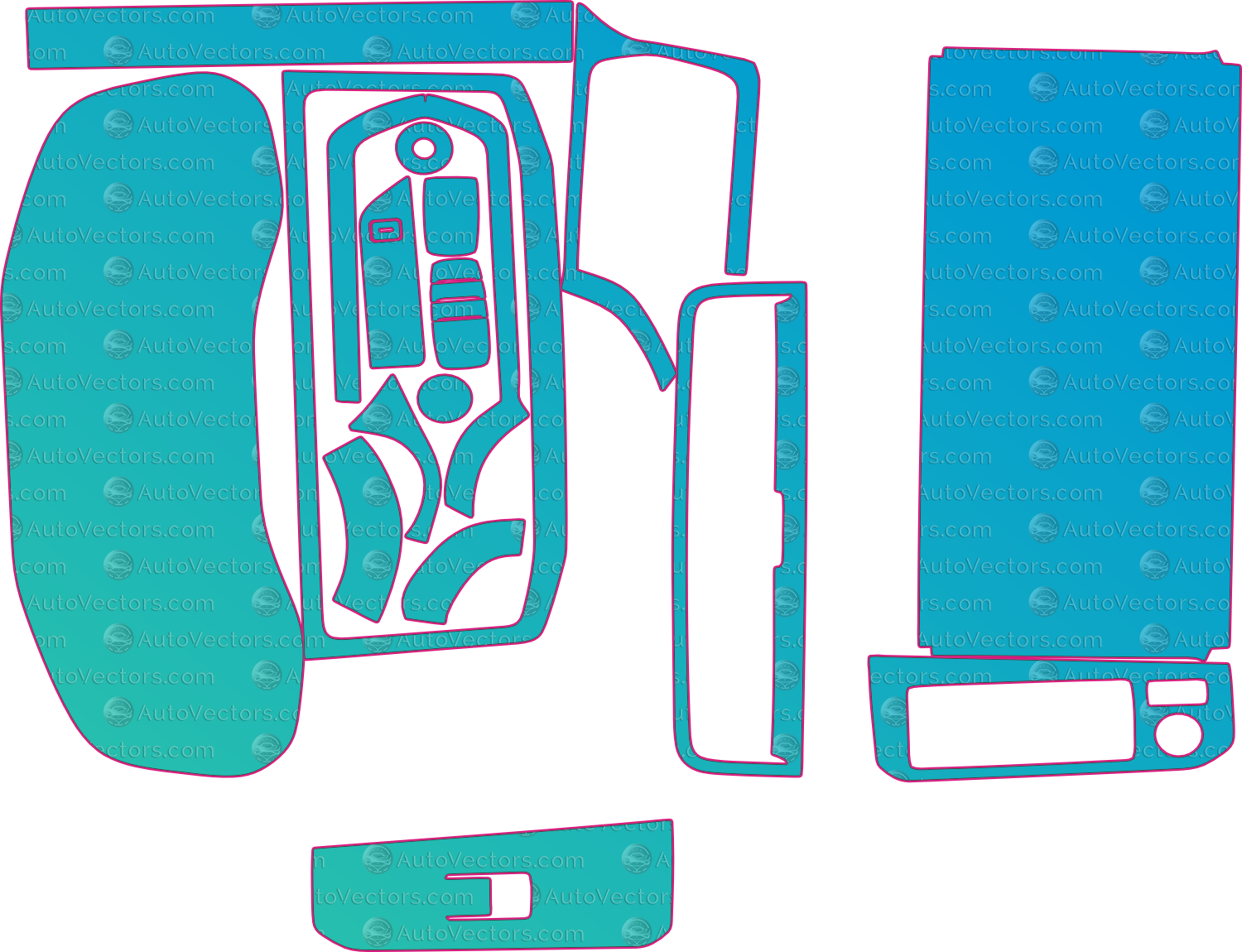 Toyota Land Cruiser LC300 VXR (From 2022) SUV Interior – interior pre-cut PPF pattern templates, instant digital download vector cut files (CDR, AI, PDF, SVG)