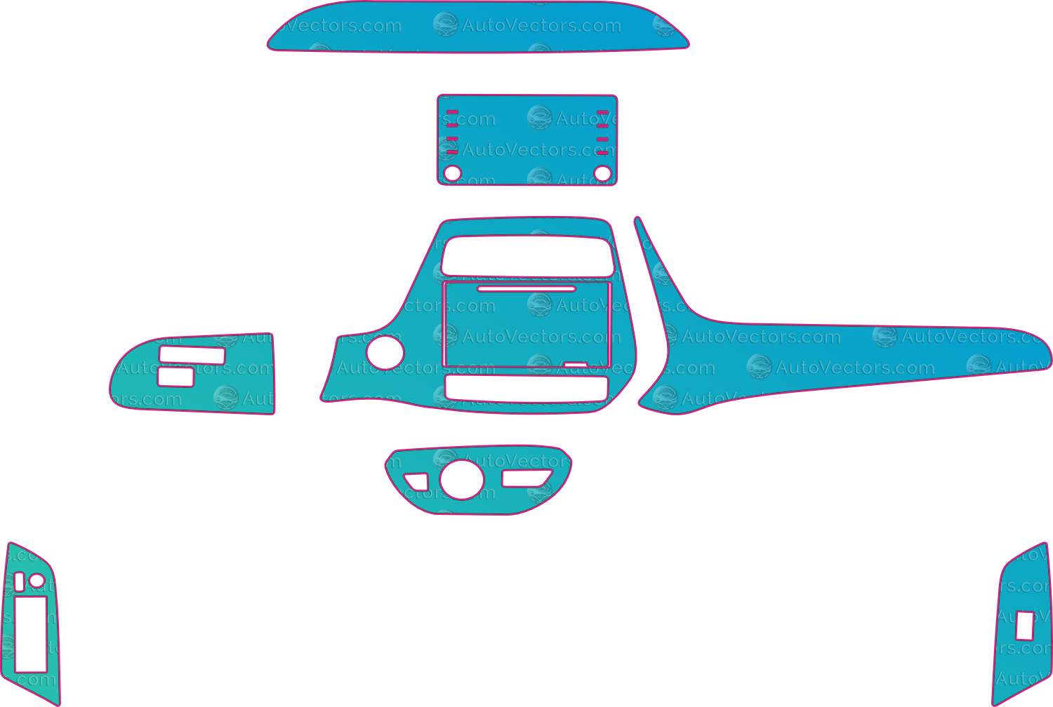 Toyota Prius XW50 Base (From 2021) Interior – interior pre-cut PPF pattern templates, instant digital download vector cut files (CDR, AI, PDF, SVG)